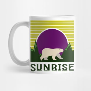 minimalistic blue sunrise with polar bear Mug